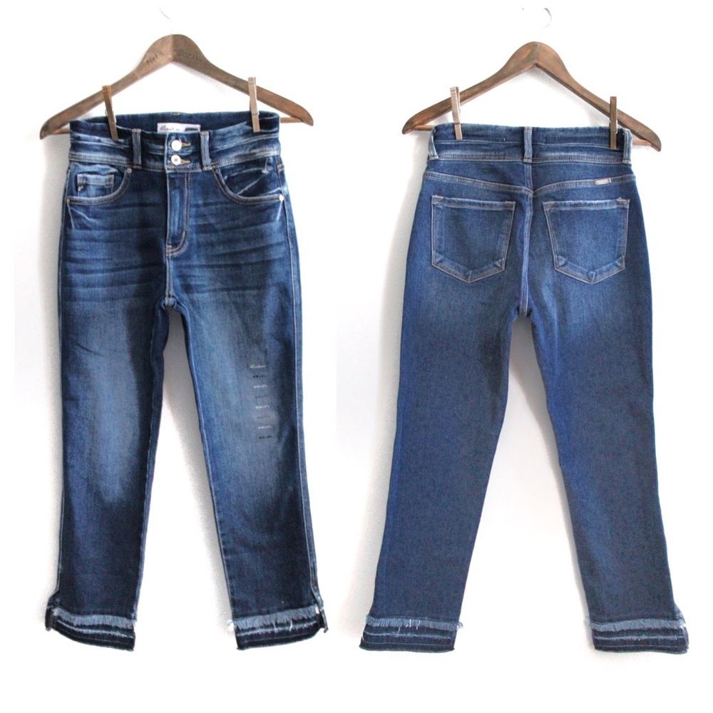 KanCan Fringe Frayed Straight Ankle High Rise Ripped Jeans 25 0 - Picture 2 of 12